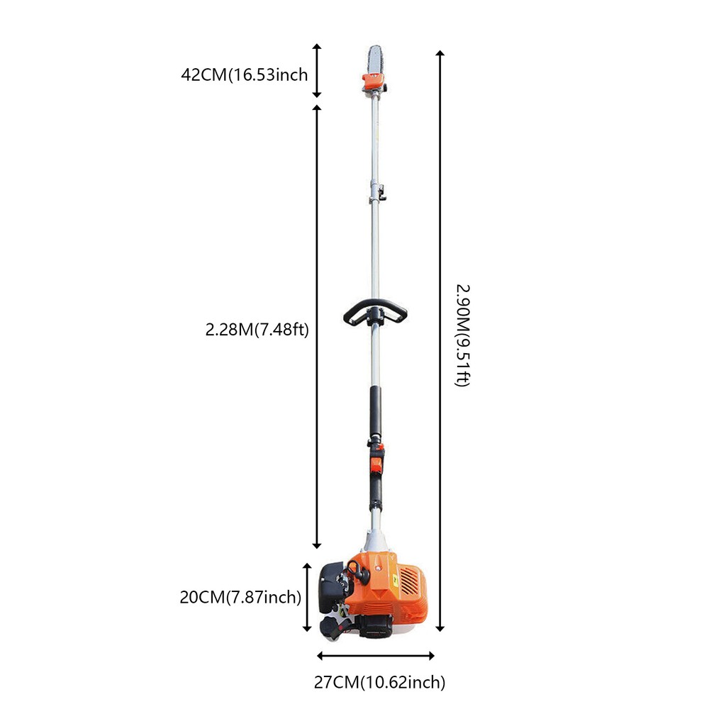52CC 2 Stroke Chainsaw Pole Saw Pruner Pruning Saw Gas Powered Tree Trimmer