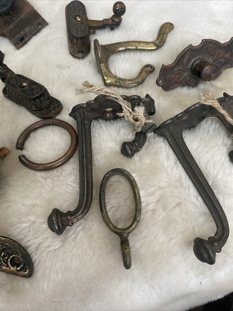Antique Hardware Lot Pulls Latch Wheels Hook