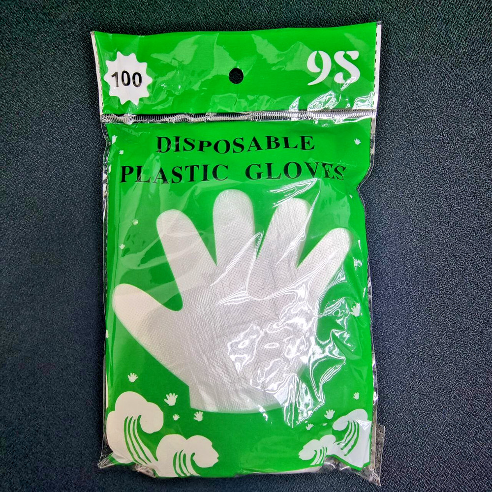 100x Disposable Polyethylene PE Plastic Gloves Clear Food Safe Large Single Use