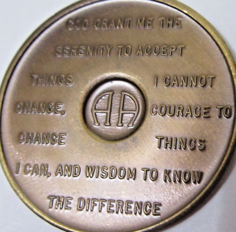 Alcoholics Anonymous AA backed Blank Bronze Medallion Chip Token Coin Sober
