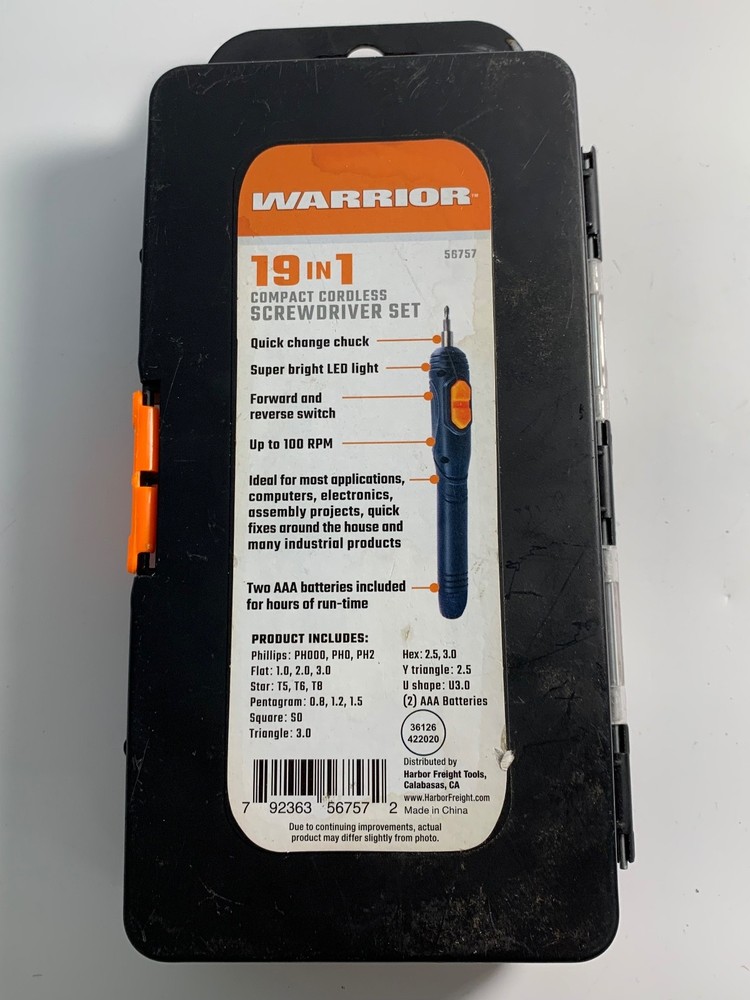 Warrior 19 in 1 Compact Cordless Screwdriver Set