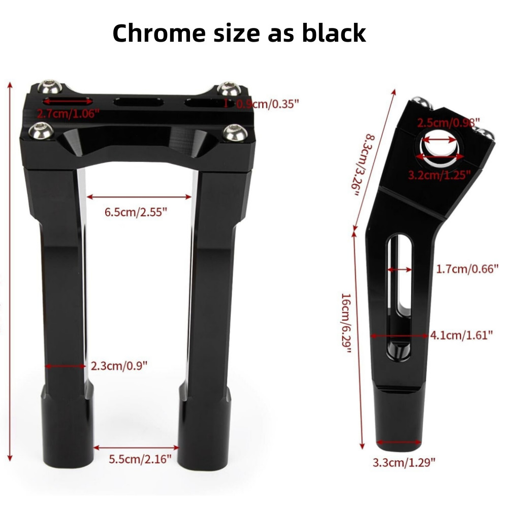 Pullback 10" Handebar Riser Clamp for Harley 1'' Handle Bar Touring Chrome