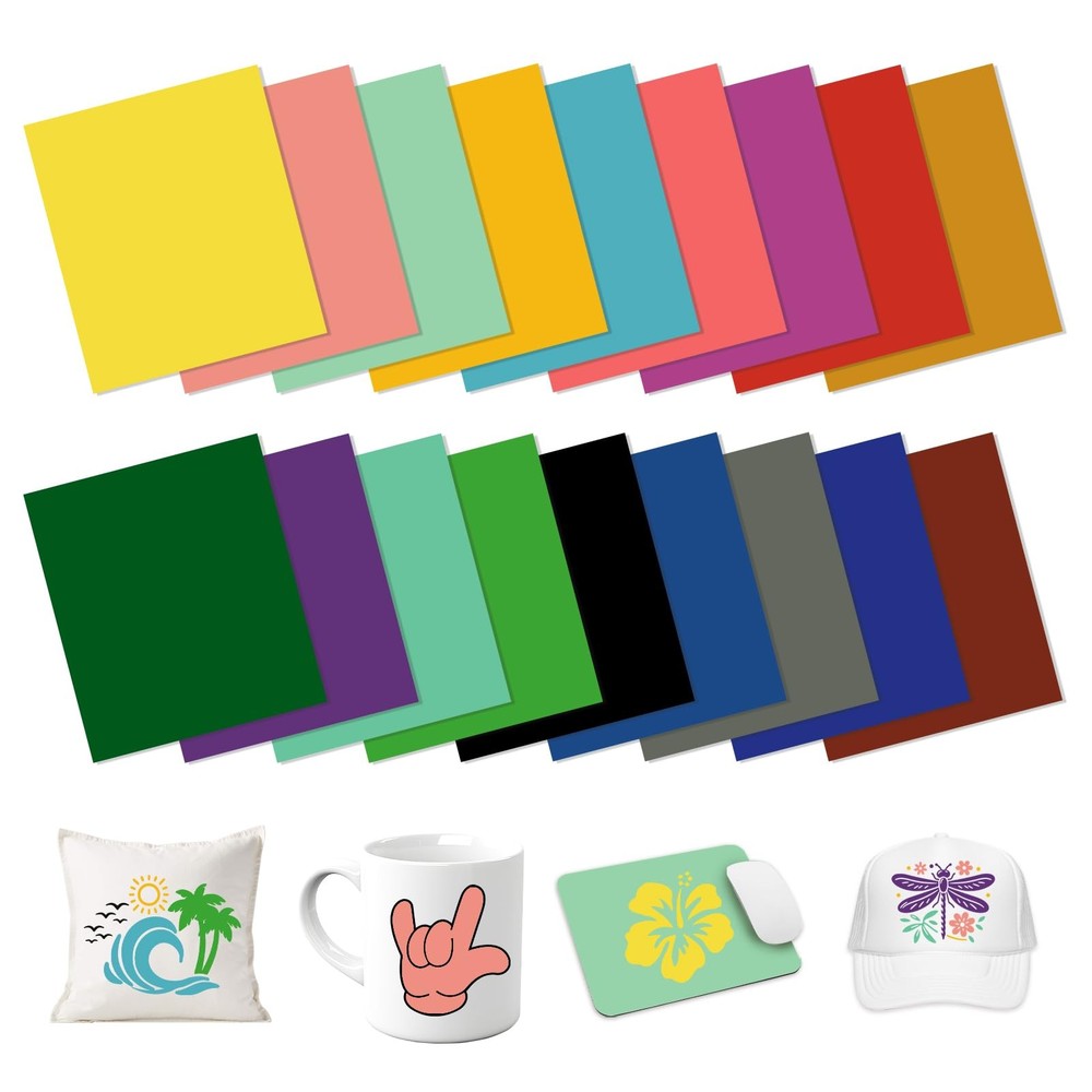 HTVSTD Solid Sublimation Ink Transfer Sheets 18pc 12x10" Pink/Yellow/Green