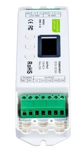 Environmental Lights DMX-5-4 LED DMX Decoder — 4 Ch x 5 A each — 5-24 VDC