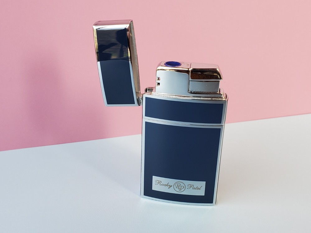 Rocky Patel H.E. Single Jet Cigar Torch Lighter - Midnight Blue & Chrome