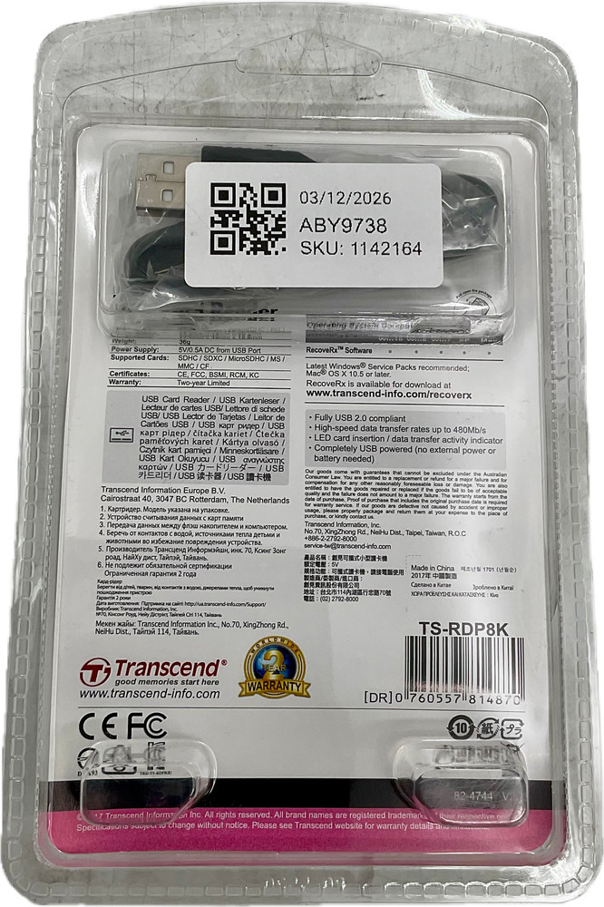 Transcend RDP8K USB 2.0 card reader