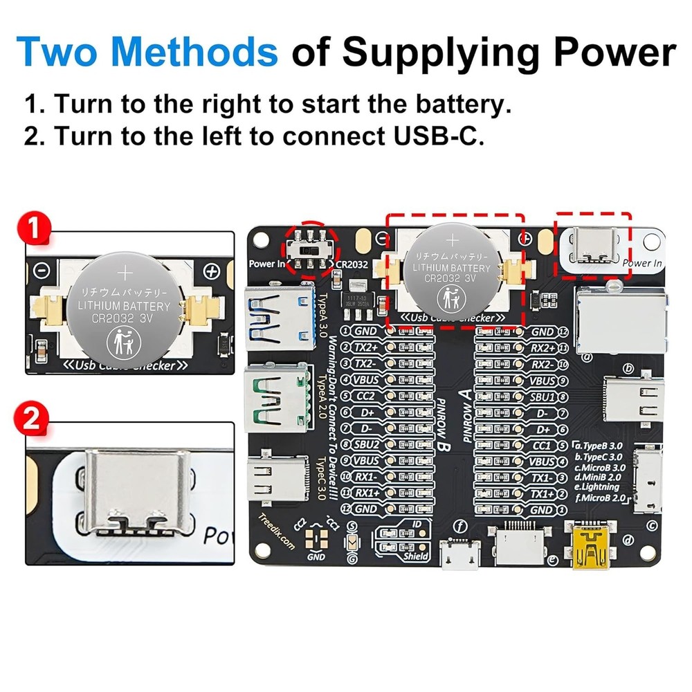 Acrylic-Cased USB Cable Tester - Battery Operated with Multi-Interface Support