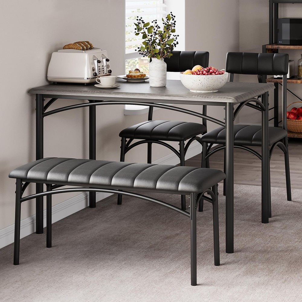 Dining Set Table w/ Upholstered Bench & Chairs Dinette for Small Space Kitchen