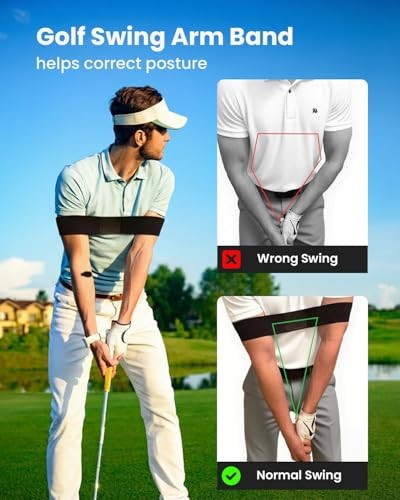 Golf Grip Trainer & Swing Correcting Arm Band, Golf Training Aid Combo-