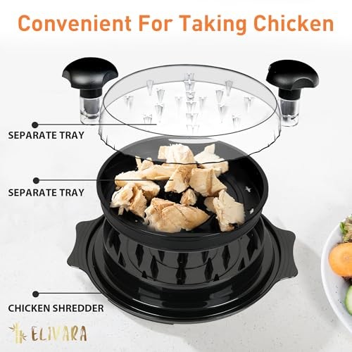 Chicken Shredder Tool - Large Twist Design with Brush & Fork, Visible Meat