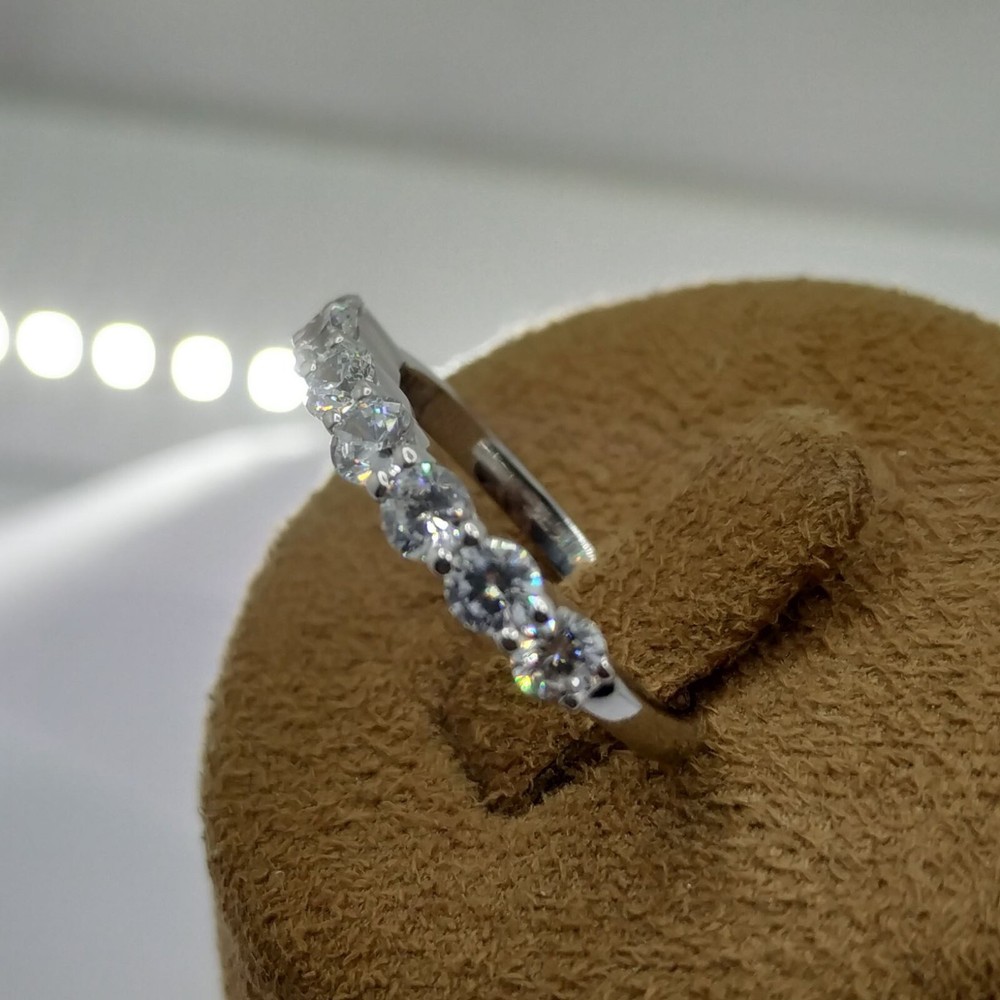 Stunning 925 Sterling Silver Moissanite Half Eternity Stackable Wedding Band