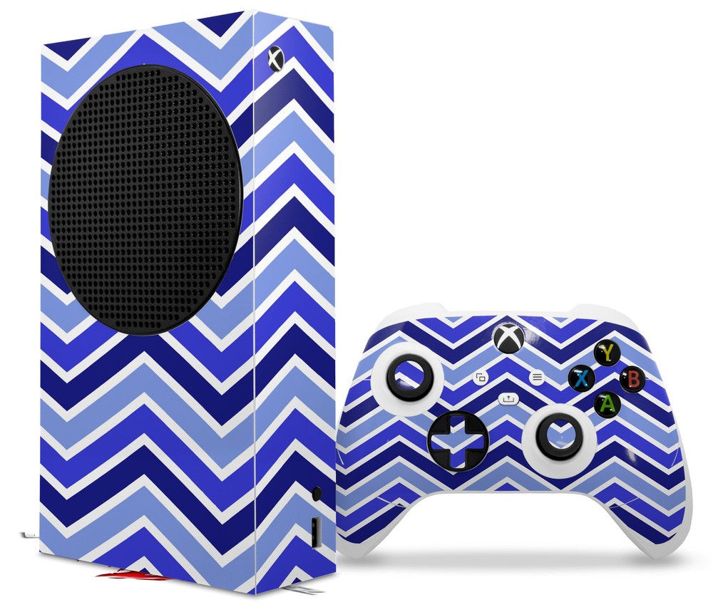 Skin Wrap for XBOX Series S Console Controller Zig Zag Blues