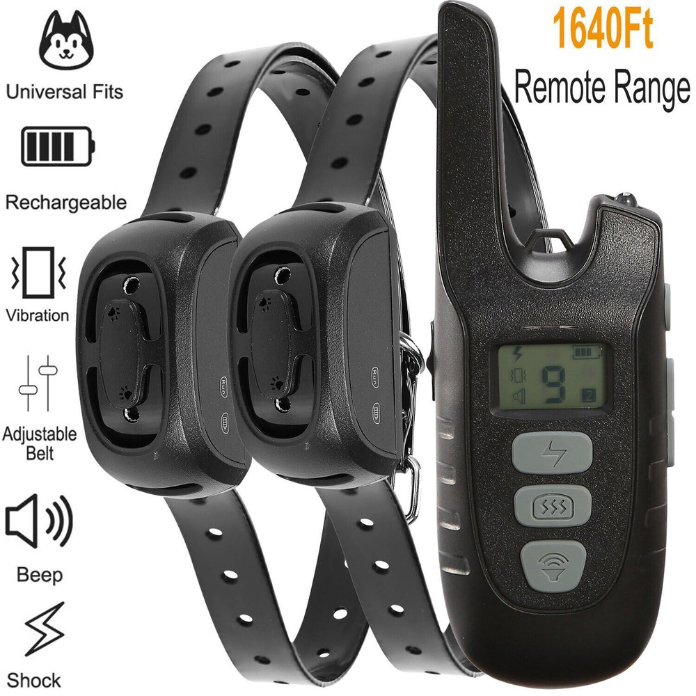 Dog Shock Training Collar Rechargeable LCD Remote Control Waterproof 1640FT US