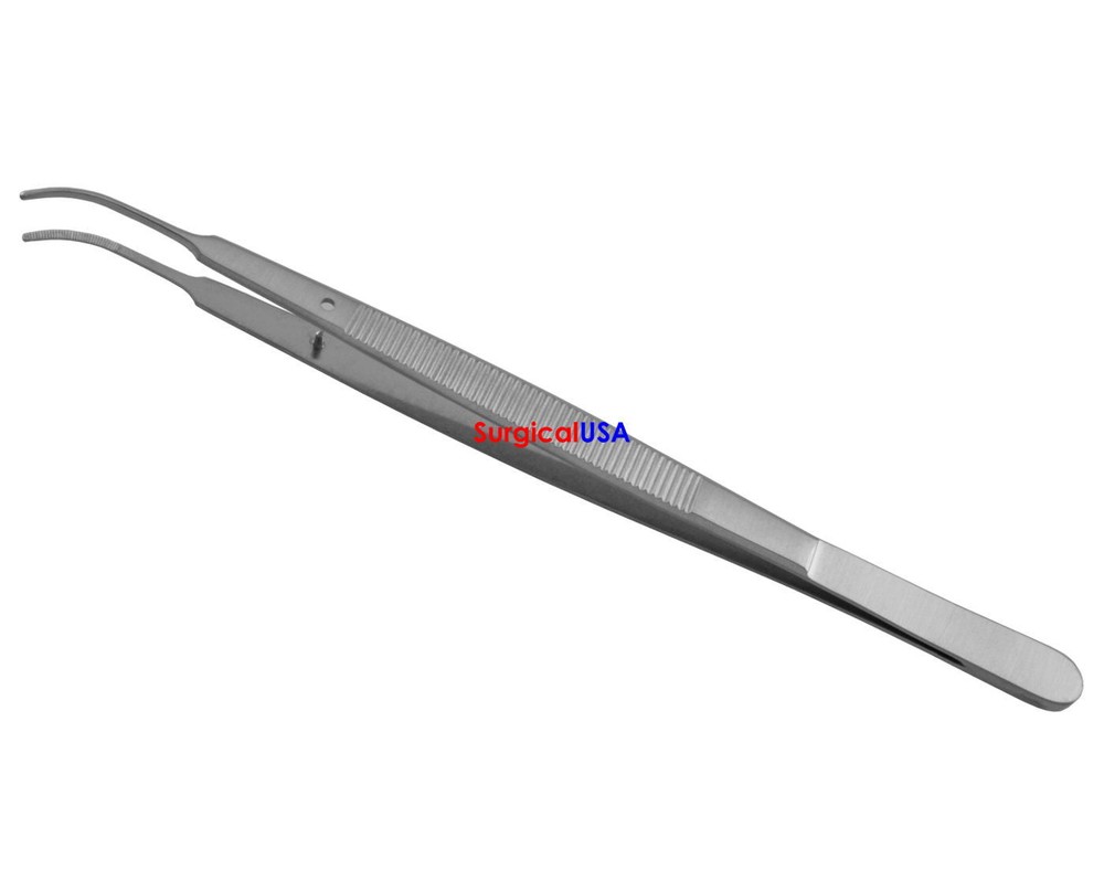 Gerald Dressing Forceps 7" Curved Serrated Tips Thumb Style Handle