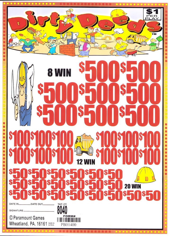 Pull Tab Tickets - Jar - Game - Dirty Deeds 8,040 ct