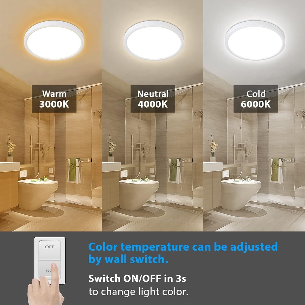 Unicozin Dimmable Ceiling Light with Remote Control, 8.7inch-Round, White