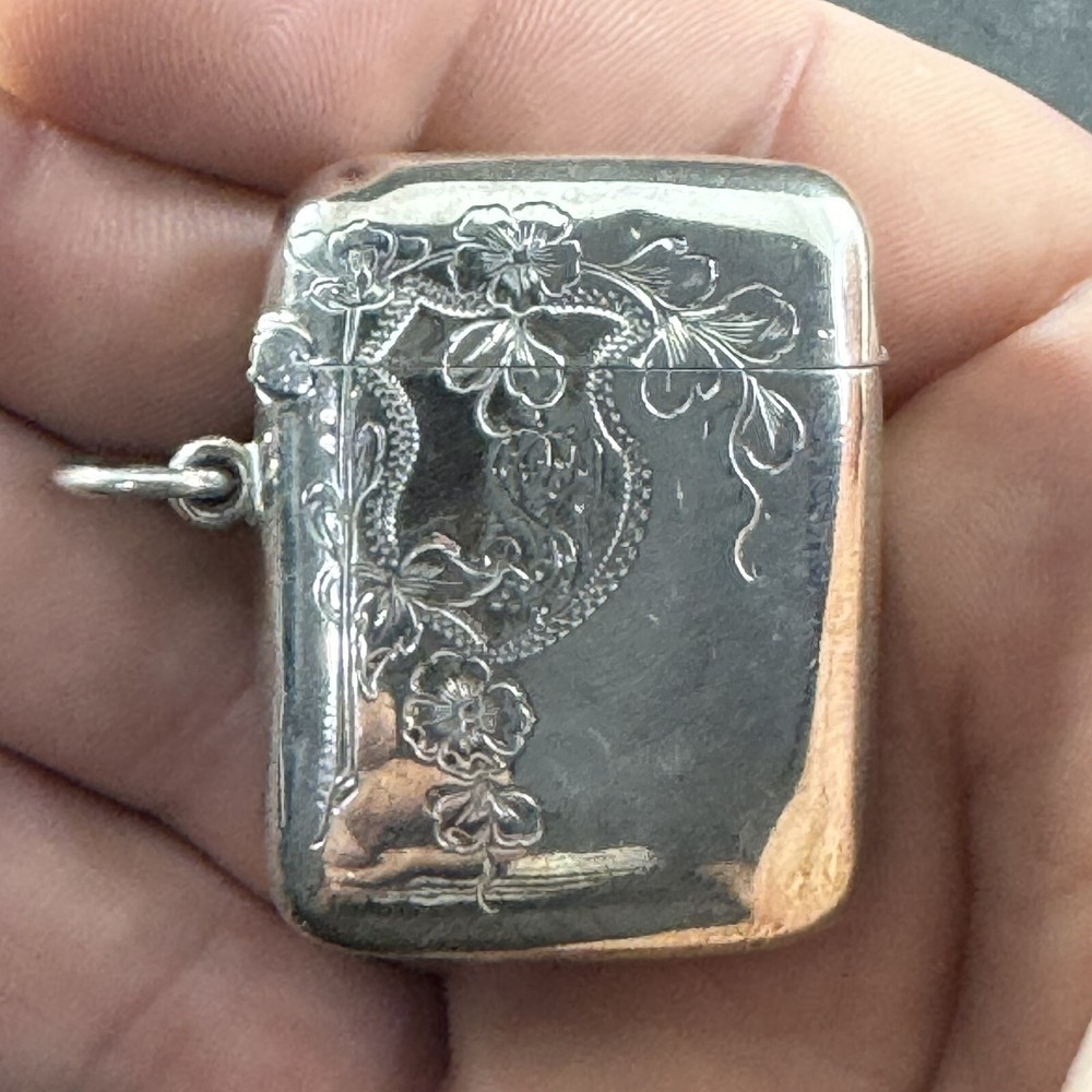 antique 900 sterling silver matchbox