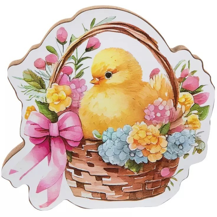Chick in Basket Easter Tabletop Decor