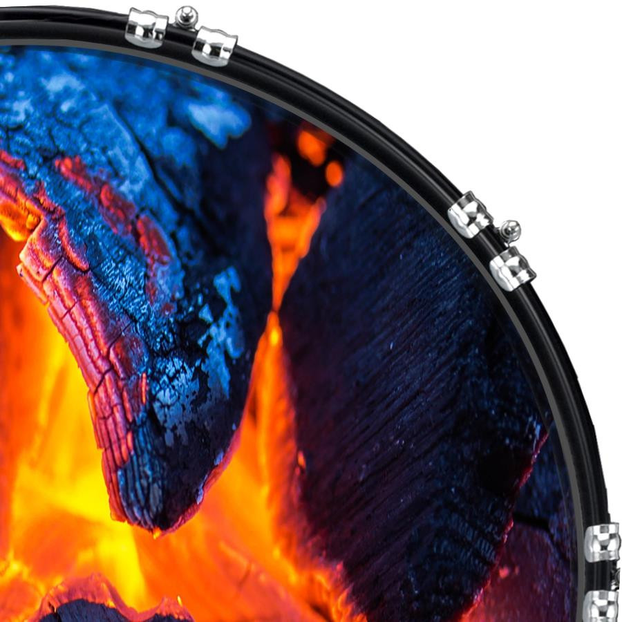 20" Custom Bass Kick Drum Front Head Graphical Fire 6