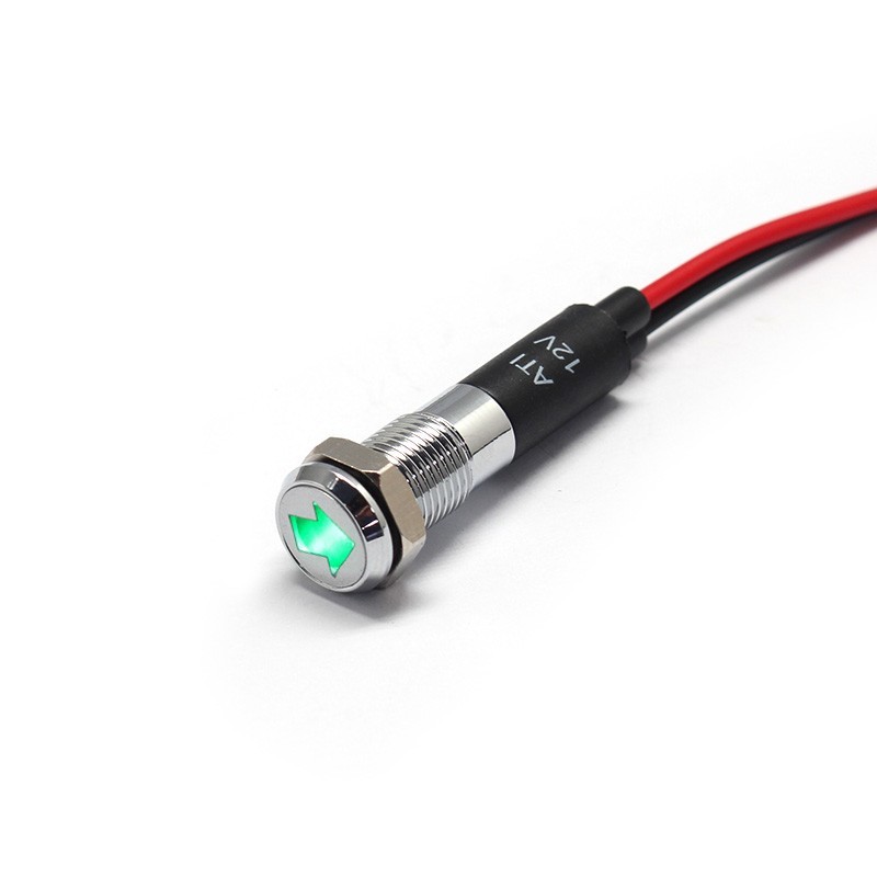 Alpinetech PL8MS 8mm 12V LED Signal Indicator Dash Light Chrome Bezel