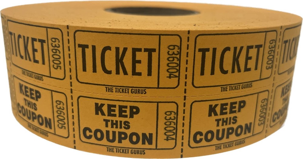 -Double Raffle Ticket Roll  roll of 2000-Orange