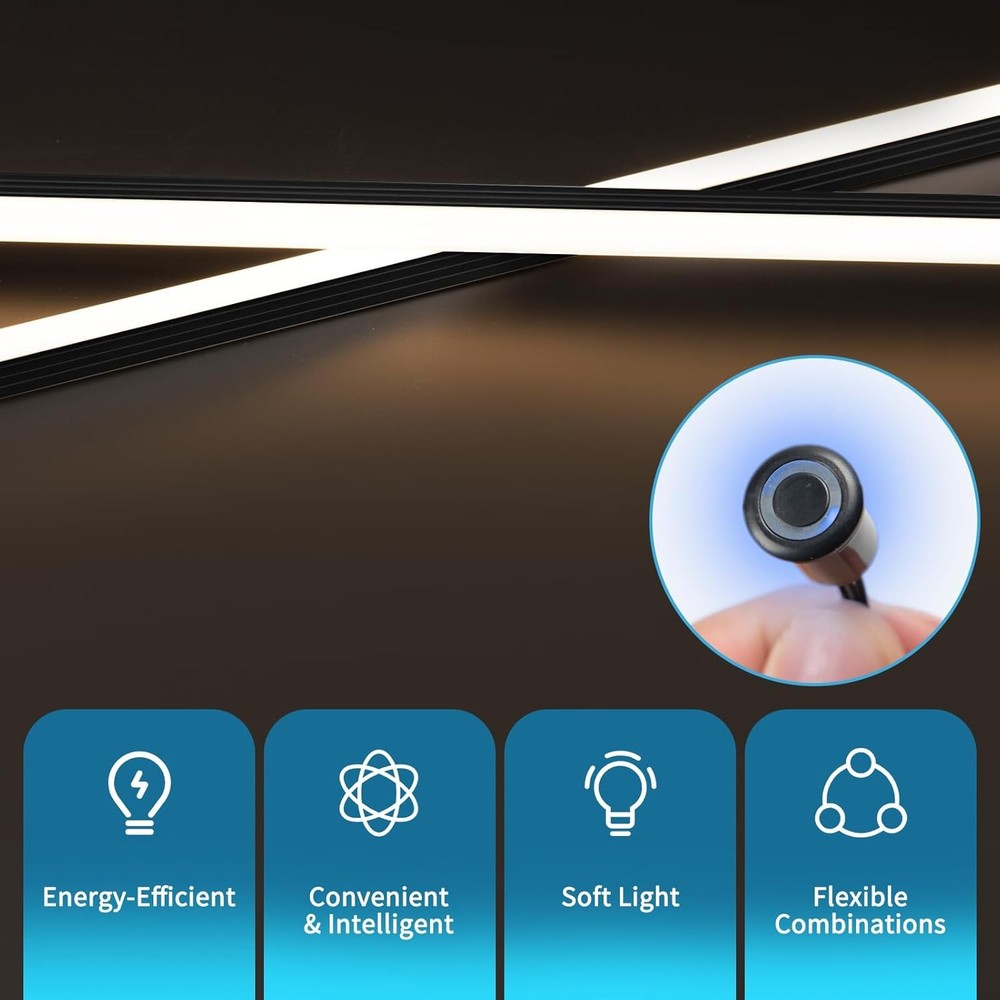 Art3d 6pcs LED Recessed Lighting, Self-adhesive Touch Switch, 3000K,