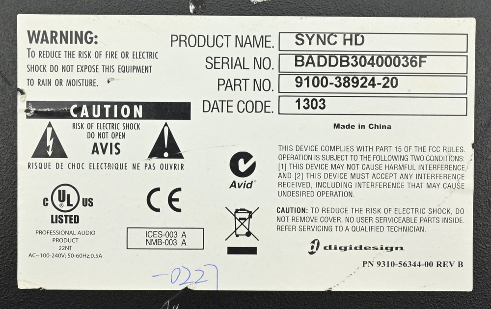 AVID Sync HD Master Clock 9100-38924-20, CG000TR, Pro Tools HD / Synchronizer