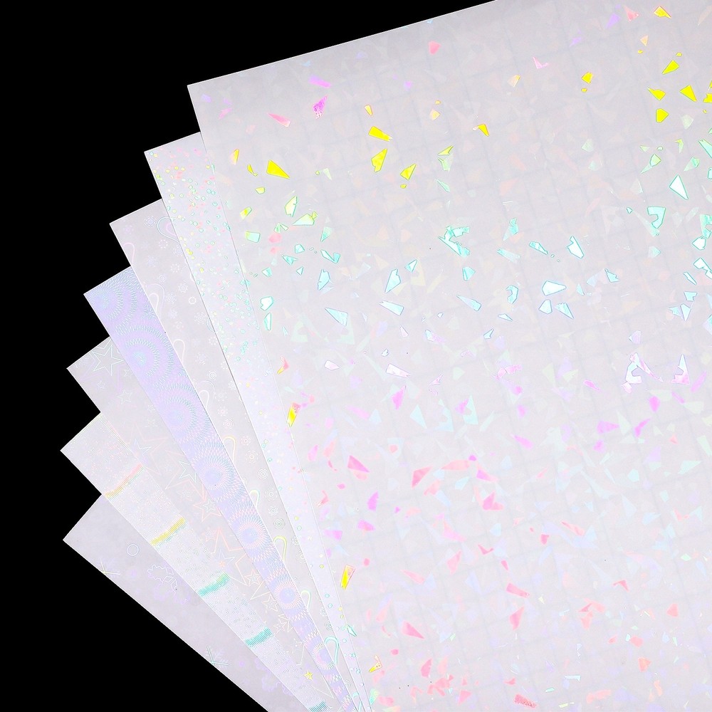12x8in Holographic Laminate Sheets 6Pcs Sticker Paper Firework Pattern