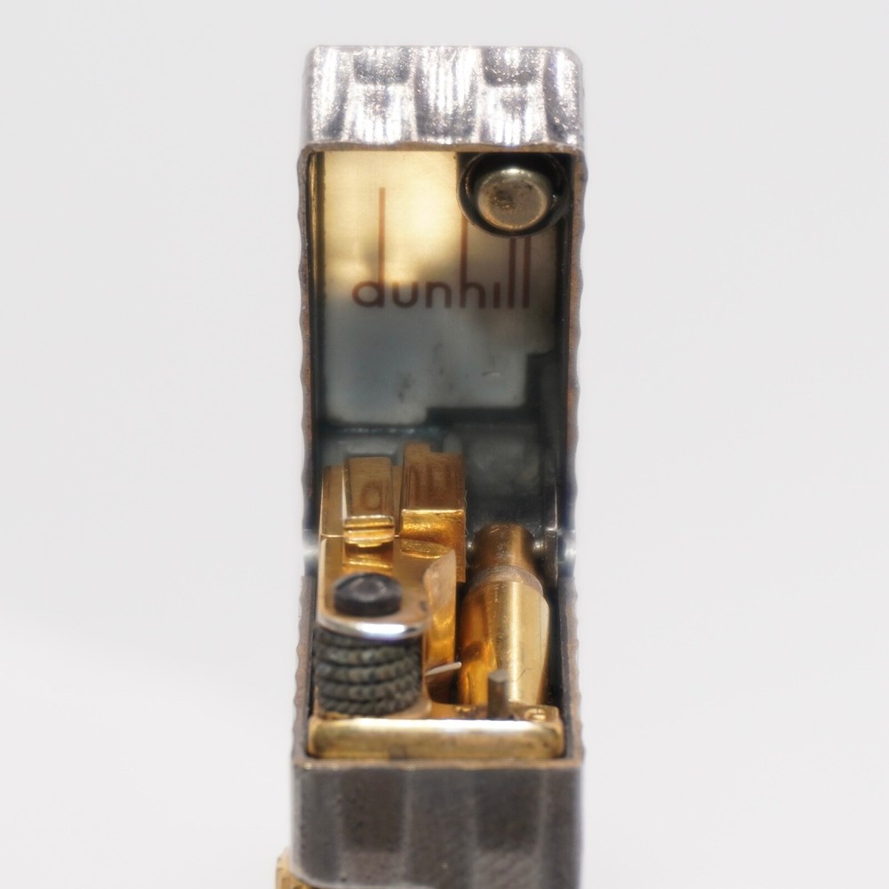 Dunhill Lighter oxidized silver Bambo Pattern-Ultrasonically Cleaned_Working