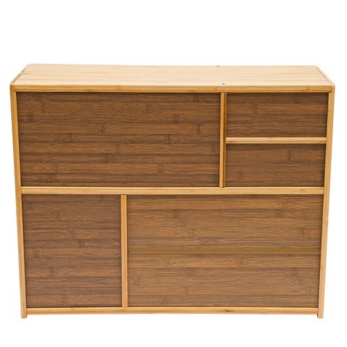 Kitchen Pantry Sideboard Bamboo Storage Cabinet Buffet Pantry with Doors &Drawer