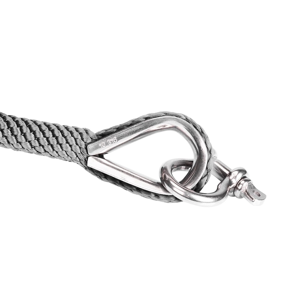 3/8 Inch x 50 FT Premium Solid Braid MFP Anchor Line with Thimble Shackle