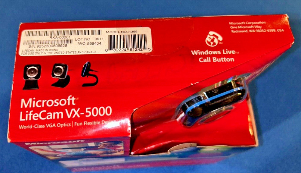 Microsoft LifeCam VX-5000 World Class VGA Optics Web Cam PC-USB