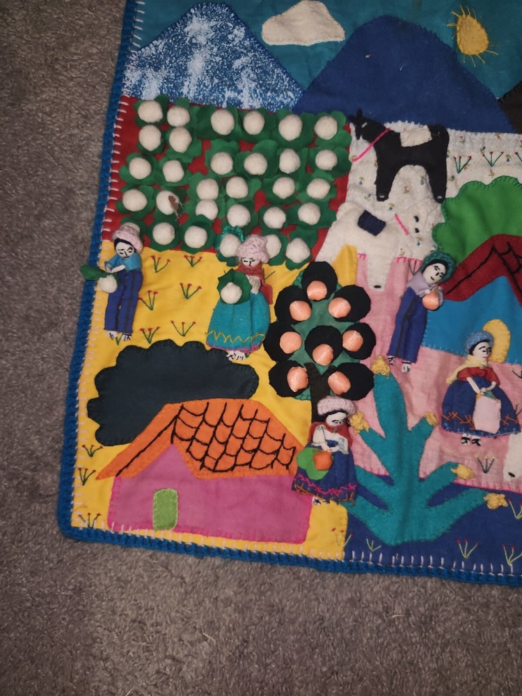 Arpilleras/3D Patchwork Little Doll Peruvian Folk Art Textiles Wall Art