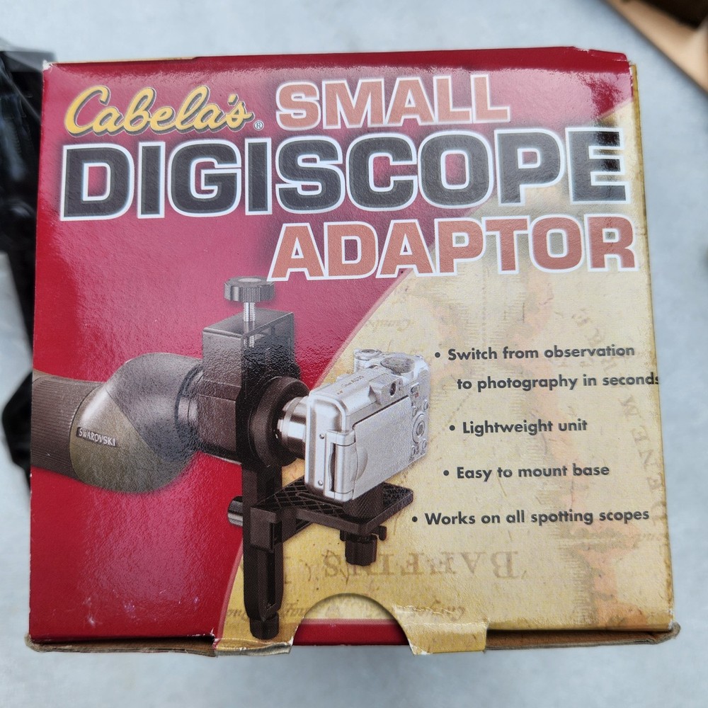 NIB-Cabela's Small Digiscope Adaptor 28 To 45 MM. Attach Scope & Digital Camera.