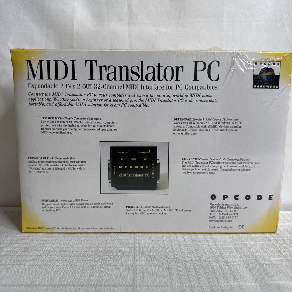 OPCODE MIDI Translator PC Interface for Microsoft Windows VINTAGE NEW NOS SEALED