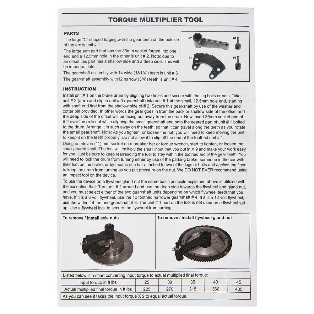 NEW Torque Leverage Tool for Classic Vw Bug/Volkswagen Beetle, 000133 Torque