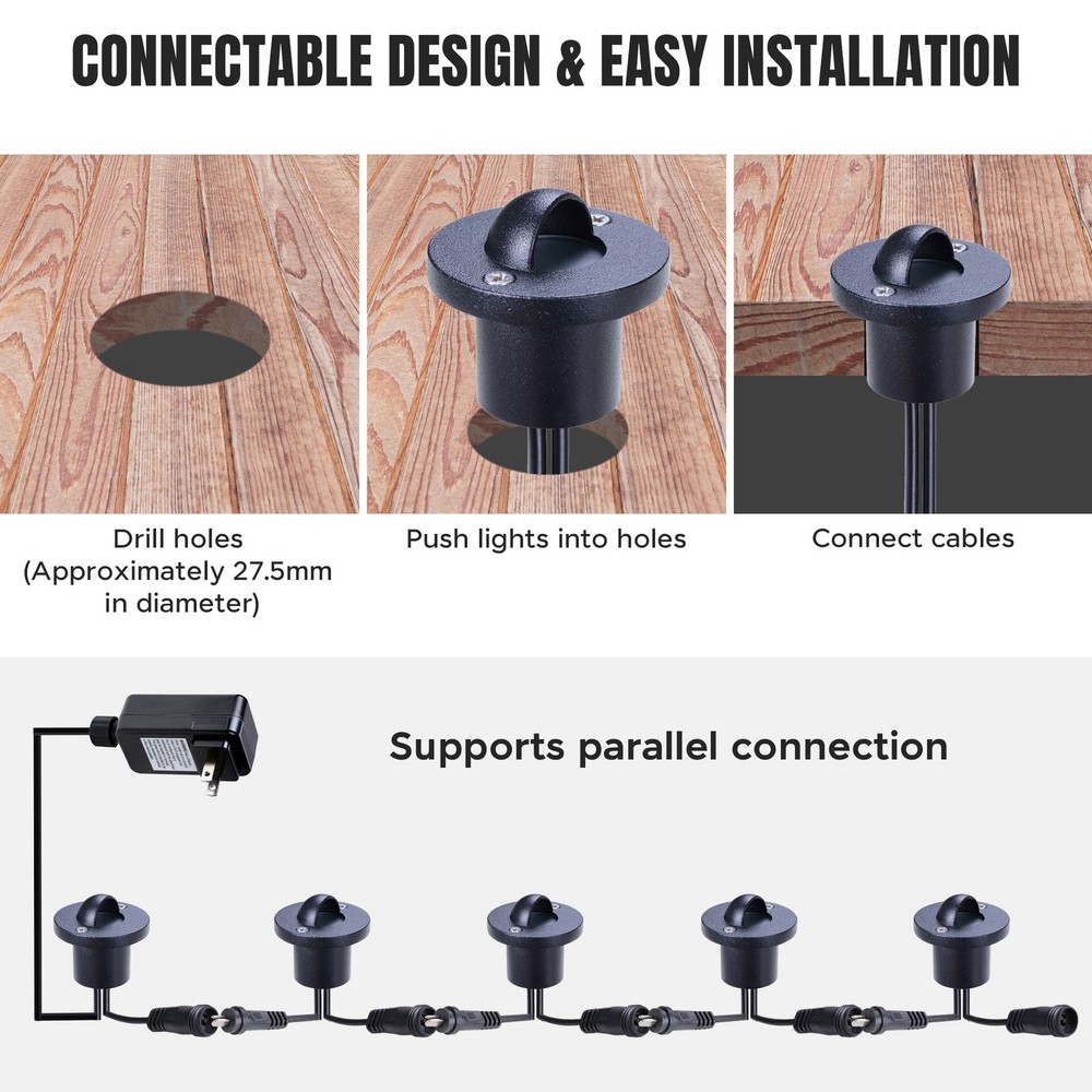 Yescom 12V LED Warm White Deck Stair Light Lamp Waterproof Pathway 20 Pack
