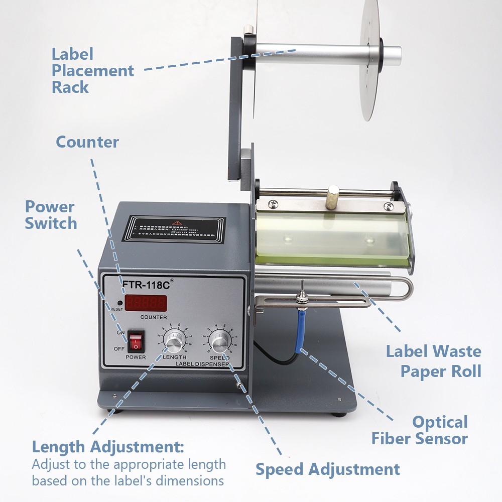 Automatic Label Dispenser Label Stripper Sticker Separating Machine 5-120mm 110V