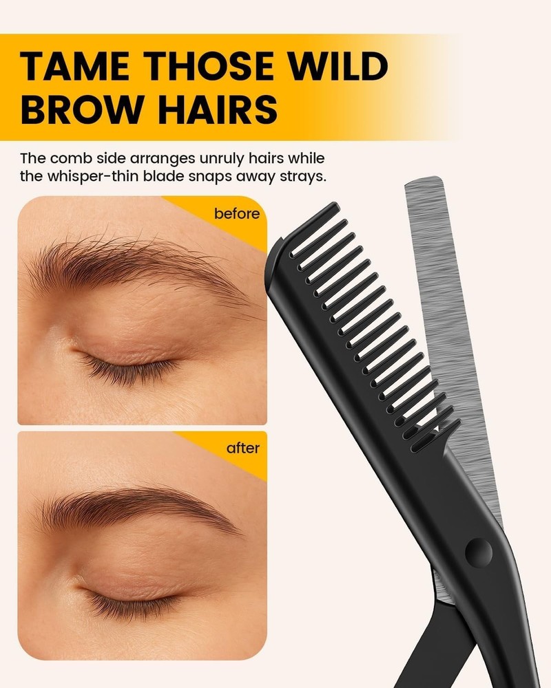 Precision Stainless Steel Eyebrow Scissors with Comb for Flawless Brows