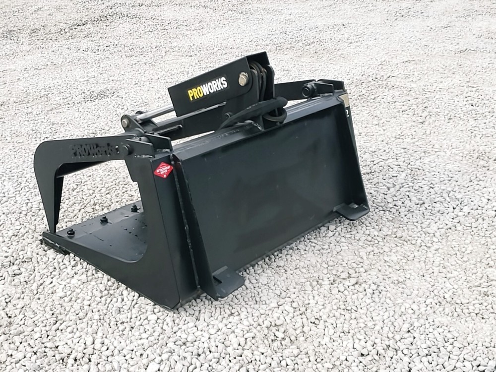 48" Solid Bottom Bucket Grapple Attachment Fits Mini Skid Steer Bobcat MT