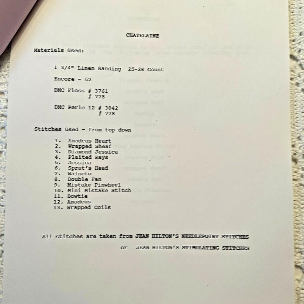 Needlepoint Chart Marilyn's Chatelaine Marilyn Shoemaker Designed Linen Banding