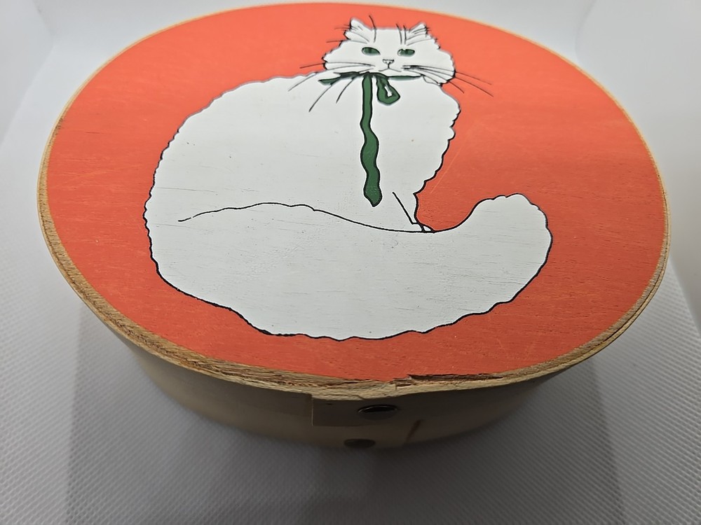 Vtg Cottagecore Balsa Wood Nesting Stackable Box Hand Painted Cats Replacement