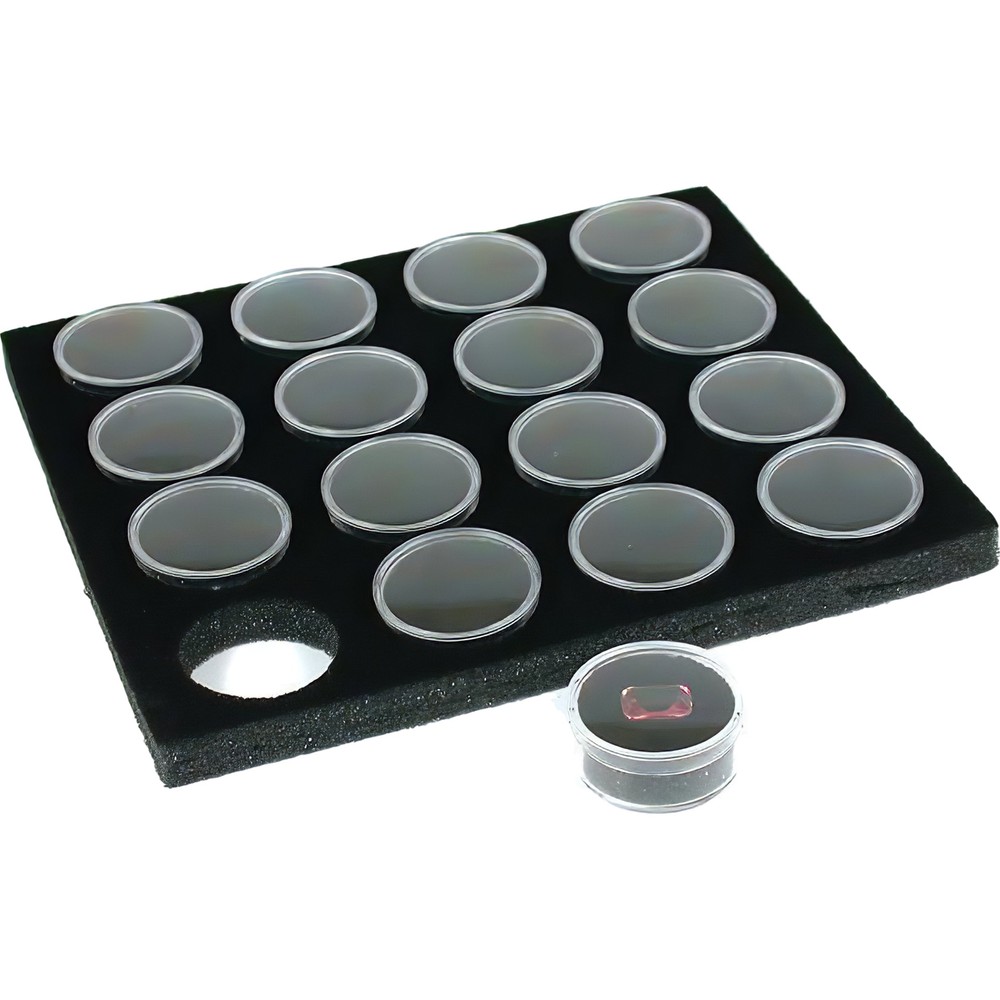 16 Black Gem Jars Display & Stackable Tray