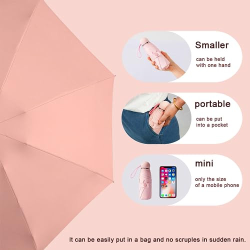 Mini Travel Umbrella Rain Compact Umbrella UV Protection Macaron Blue