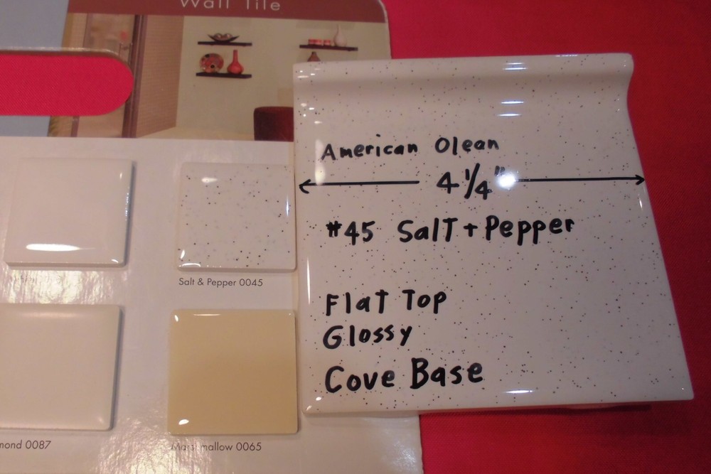 1 pc. Salt & Pepper: stack-on-top Cove/Base Ceramic Tile; 4-1/4" American Olean