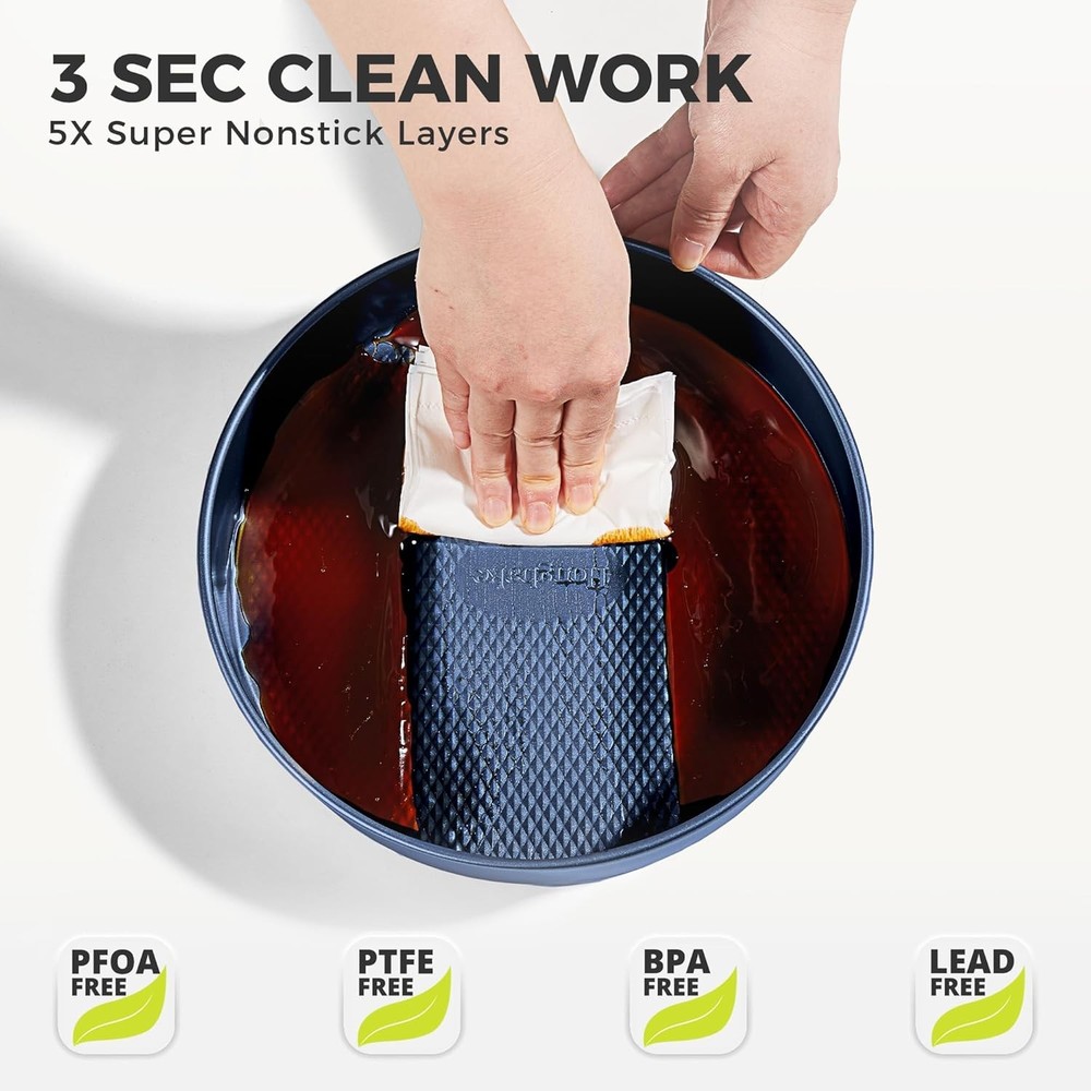 9 Piece Baking Pans Set Nonstick Stackable Non Toxic Bakeware Set Sapphire Blue