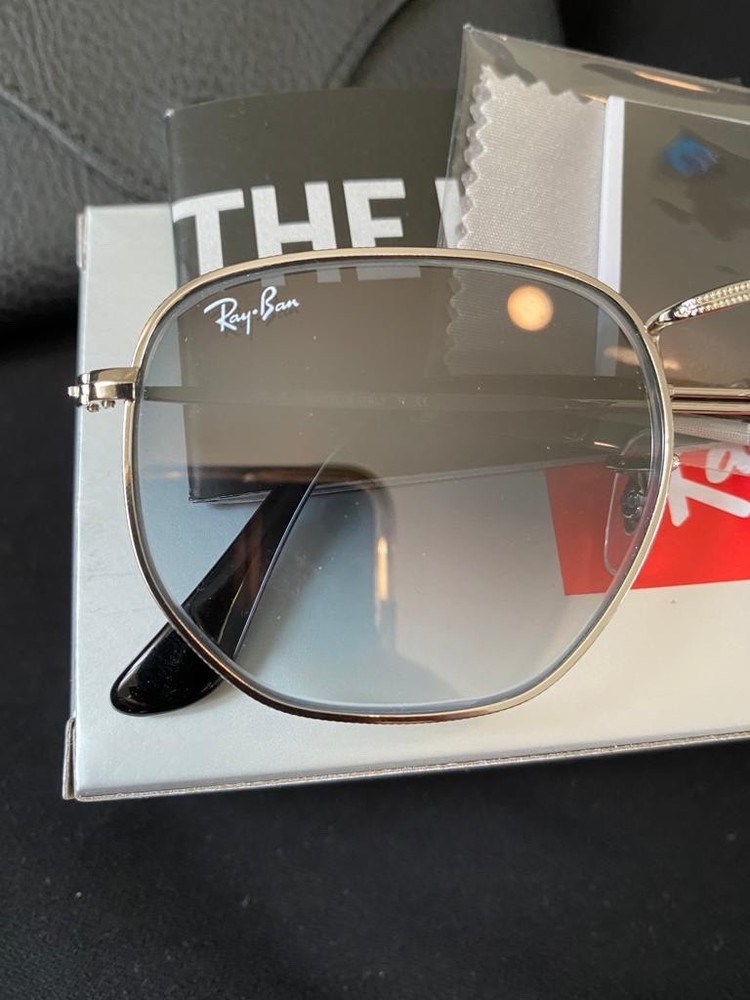 New Ray-Ban Hexagonal Silver Frame/ Gradient Grey 51mm RB3548 Sunglasses