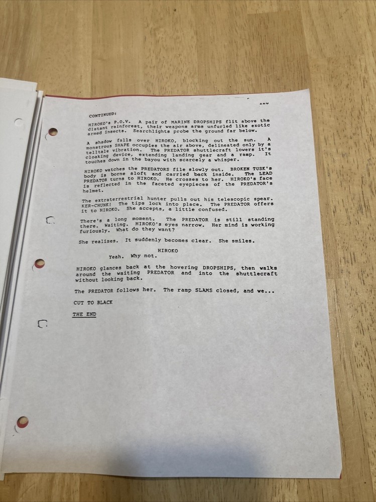 Vintage Original Aliens VS Predator Movie Script Awesome