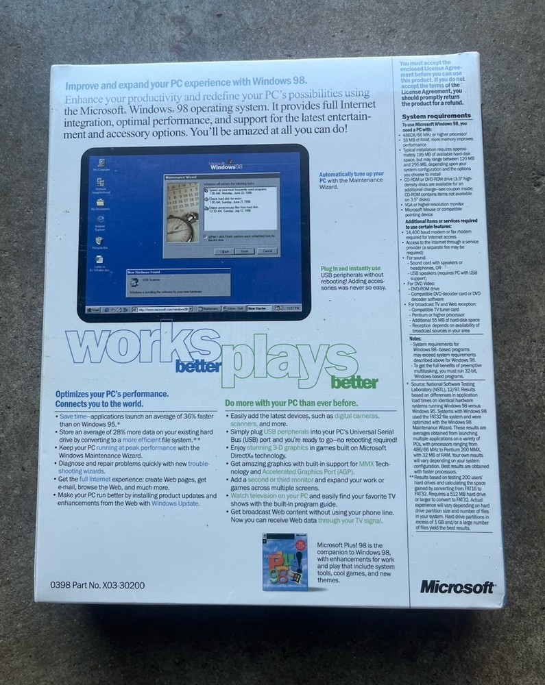 Microsoft Windows 98 Upgrade CD-ROM Standard Operating System Software