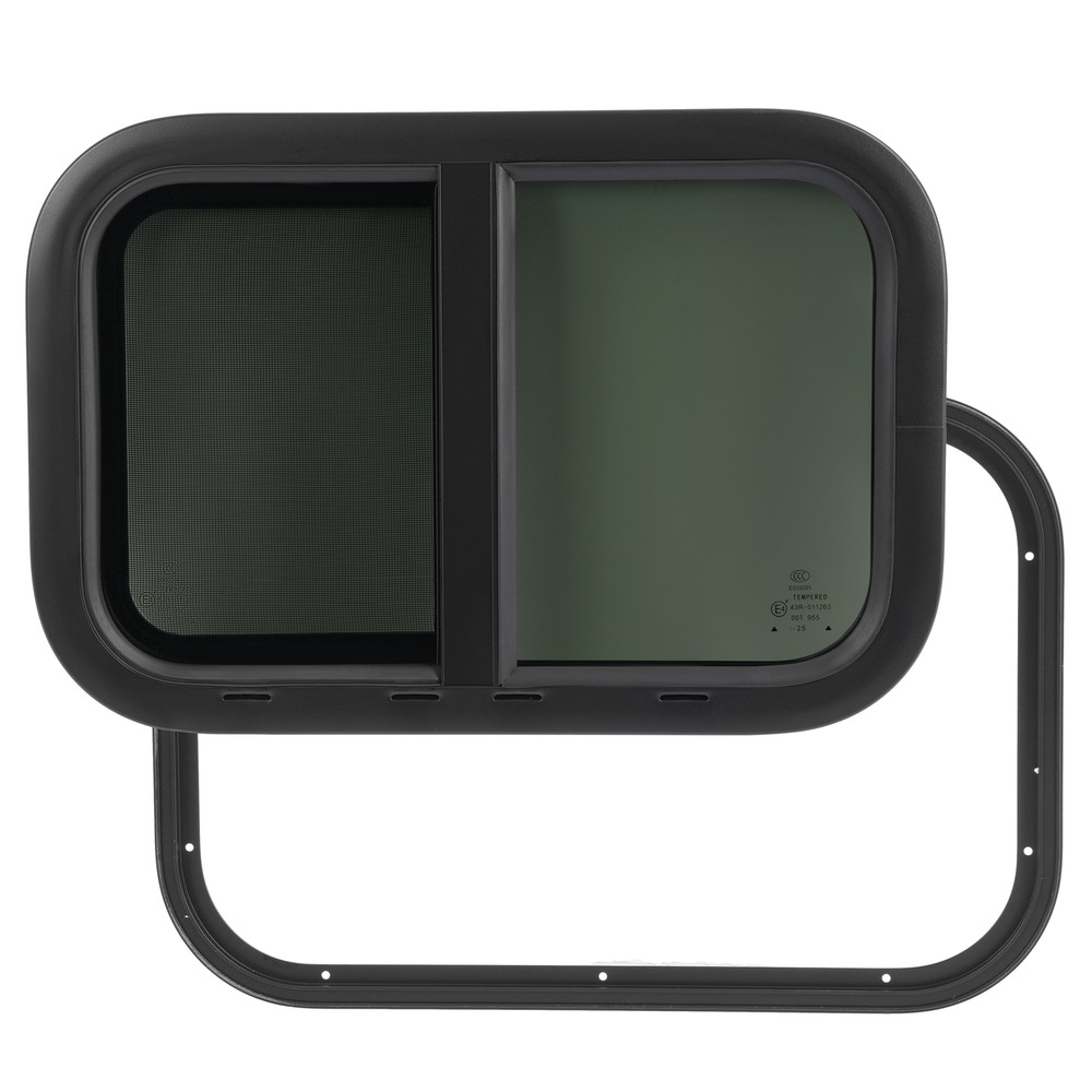 21" X 14" Teardrop Horizontal Sliding Replacement RV Window w/ Screen & Trim